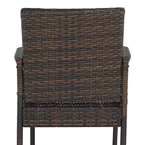 ZenStyle Set of 2 Rattan Style Barstool Brown Wicker Patio Bar Stool Indoor Outdoor with Footrest & Armrest