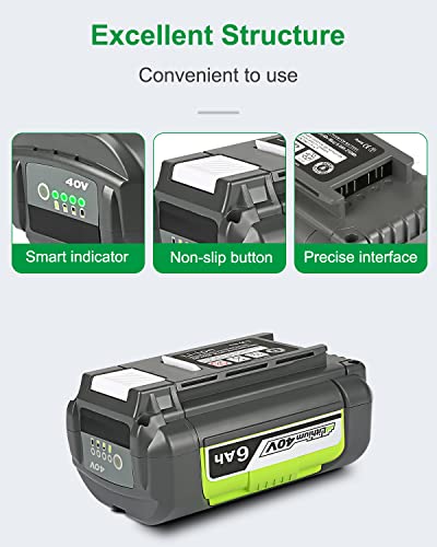 Amityke 6.0Ah 40V Battery Replacement for Ryobi 40V Battery OP4040 OP4026 OP4030 OP4050 OP4060A，Compatible with Ryobi 40-Volt Battery Power Tools