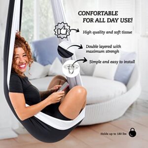 R&B Premium Sensory Swing for Adults & Kids w/ Special Needs - ADHD Autism Aspergers Integration & Processing Disorder - Calming Effect Therapy Hammock Chair - Indoor & Outdoor - Hardware Included