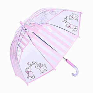 laura ashley kids umbrella for girls, toddler’s back to school domed stick rain umbrella with stripe scottie dog print, wide canopy, pink