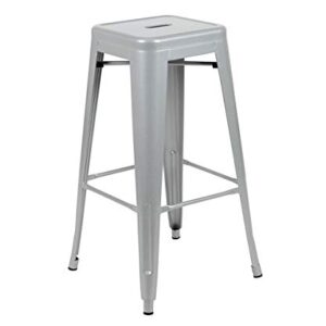 Flash Furniture Lily 30" High Metal Indoor Bar Stool in Silver - Stackable Set of 4