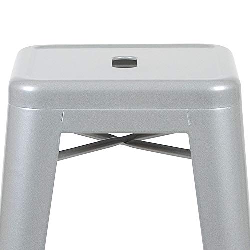 Flash Furniture Lily 30" High Metal Indoor Bar Stool in Silver - Stackable Set of 4