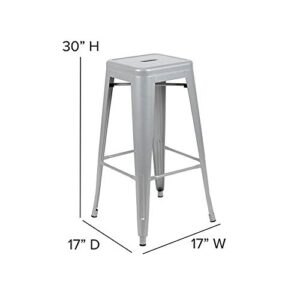 Flash Furniture Lily 30" High Metal Indoor Bar Stool in Silver - Stackable Set of 4