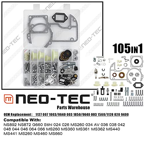 NEO-TEC Bolts Bar Nuts Stud Screw Hardware Kit Fit for Stihl Chainsaw 024 MS260 034 036 038 042 048 044 046 064 066 MS260 MS360 MS361 MS362 MS440 MS441 MS260 MS460 MS660 Motosierra 9640 003 1850