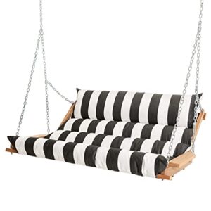 hatteras hammocks cabana black deluxe sunbrella cushion swing, handcrafted in the carolinas, accommodates two people with an 450 pound weight capacity