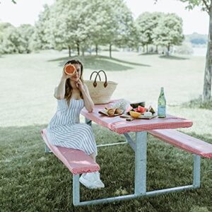 fitted vinyl picnic tablecloth and bench covers for 6 foot tables | ideal for outdoor dining, camping, rvs