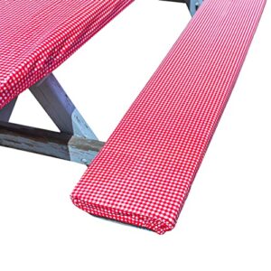 Fitted Vinyl Picnic Tablecloth and Bench Covers for 6 Foot Tables | Ideal for Outdoor Dining, Camping, RVs