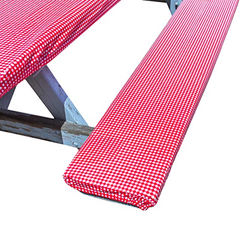 Fitted Vinyl Picnic Tablecloth and Bench Covers for 6 Foot Tables | Ideal for Outdoor Dining, Camping, RVs