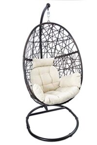 luckyberry outdoor wicker tear drop hanging egg chair color cushion beige