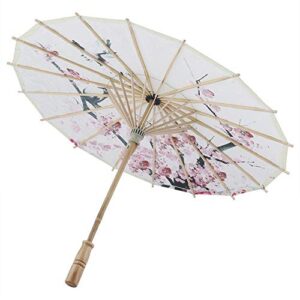aufee oiled paper umbrella, 23.6 inch handmade oiled paper umbrella plum pattern chinese art classical dance umbrella for performance prop