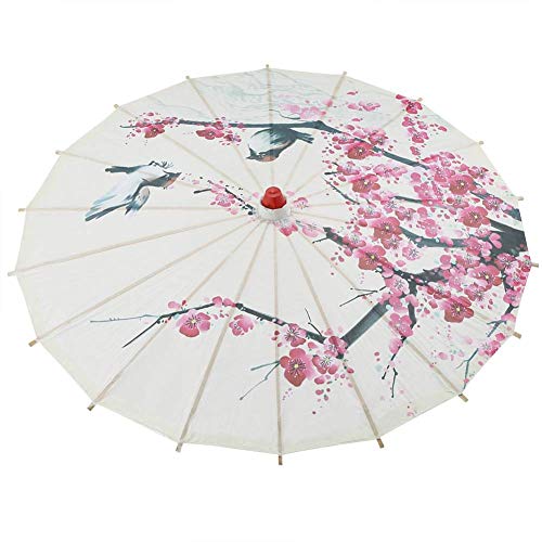 Aufee Oiled Paper Umbrella, 23.6 Inch Handmade Oiled Paper Umbrella Plum Pattern Chinese Art Classical Dance Umbrella for Performance Prop