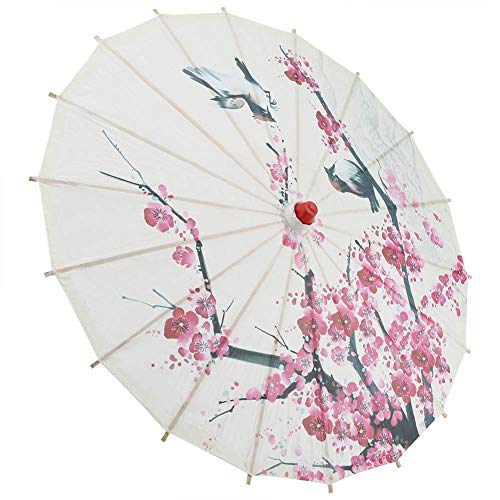 Aufee Oiled Paper Umbrella, 23.6 Inch Handmade Oiled Paper Umbrella Plum Pattern Chinese Art Classical Dance Umbrella for Performance Prop