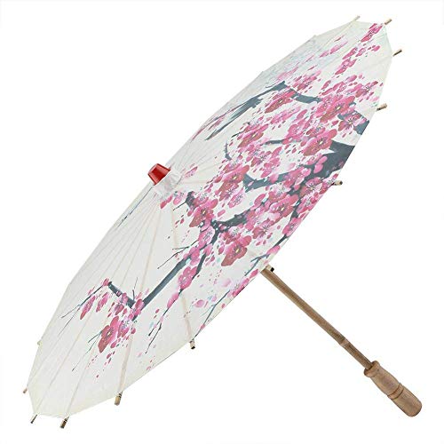 Aufee Oiled Paper Umbrella, 23.6 Inch Handmade Oiled Paper Umbrella Plum Pattern Chinese Art Classical Dance Umbrella for Performance Prop