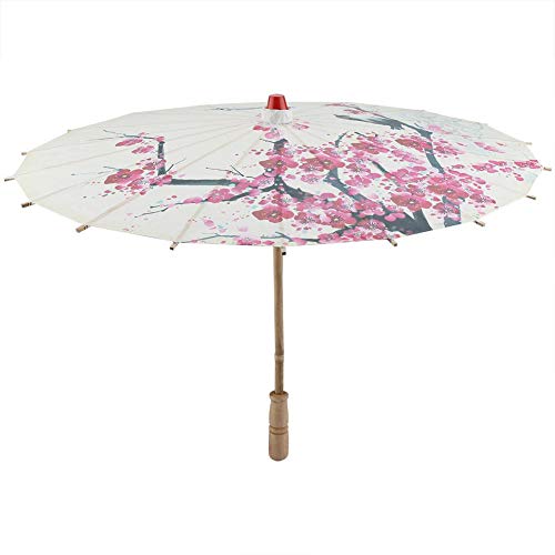 Aufee Oiled Paper Umbrella, 23.6 Inch Handmade Oiled Paper Umbrella Plum Pattern Chinese Art Classical Dance Umbrella for Performance Prop