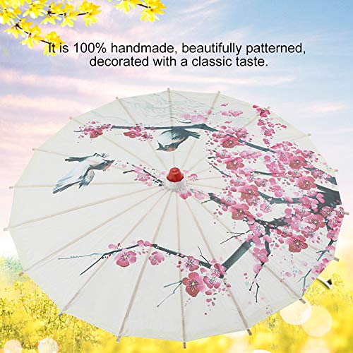 Aufee Oiled Paper Umbrella, 23.6 Inch Handmade Oiled Paper Umbrella Plum Pattern Chinese Art Classical Dance Umbrella for Performance Prop