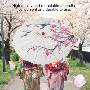 Aufee Oiled Paper Umbrella, 23.6 Inch Handmade Oiled Paper Umbrella Plum Pattern Chinese Art Classical Dance Umbrella for Performance Prop