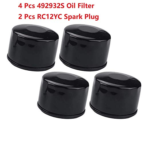 STA 492932S Oil Filter+RC12YC Spark Plug,Fits for 492932s Briggs and Stratton Oil Filter,for BS 492932 795890 695396 492932B 492056 696854 842921 Kohler 25 050 01 Tecumseh 36563(6 Pack)