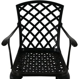 Sunnydaze Patio Chairs Set of 2, Outdoor Metal Dining Chair, Durable Cast Aluminum Construction with Crossweave Design, Black