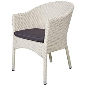 try & do patio wicker chair with armrest outdoor rattan dining chair with seat cushion garden furniture for garden, balcony, lawn and indoors-1 pack (white)