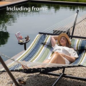 VITA5 Hammock with Stand Included - Home Must-Haves Outdoor Hammock Two Person for Summer - Portable Backyard Hammock with Stand - 2 Person Hammock Bed with Cupholder - 450lbs Capacity