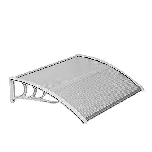 Window Awning 30" x 40", Polycarbonate Cover Front Door Outdoor Patio Awning Canopy UV Rain Snow Protection Hollow Sheet - Transparent Board & White Holder