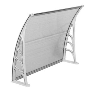 Window Awning 30" x 40", Polycarbonate Cover Front Door Outdoor Patio Awning Canopy UV Rain Snow Protection Hollow Sheet - Transparent Board & White Holder