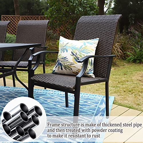 Sophia & William High-Back & Oversized Outdoor Rattan Dining Chairs Set of 2 Patio Wicker Chairs with All-Weather Metal Armrest and Leg Support 350LB for Patio, Garden, Yards, Deck, Lawn