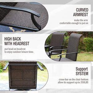Sophia & William High-Back & Oversized Outdoor Rattan Dining Chairs Set of 2 Patio Wicker Chairs with All-Weather Metal Armrest and Leg Support 350LB for Patio, Garden, Yards, Deck, Lawn