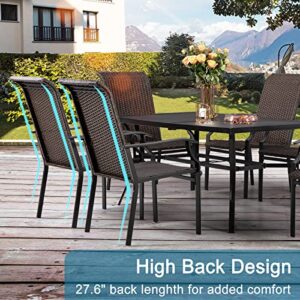 Sophia & William High-Back & Oversized Outdoor Rattan Dining Chairs Set of 2 Patio Wicker Chairs with All-Weather Metal Armrest and Leg Support 350LB for Patio, Garden, Yards, Deck, Lawn