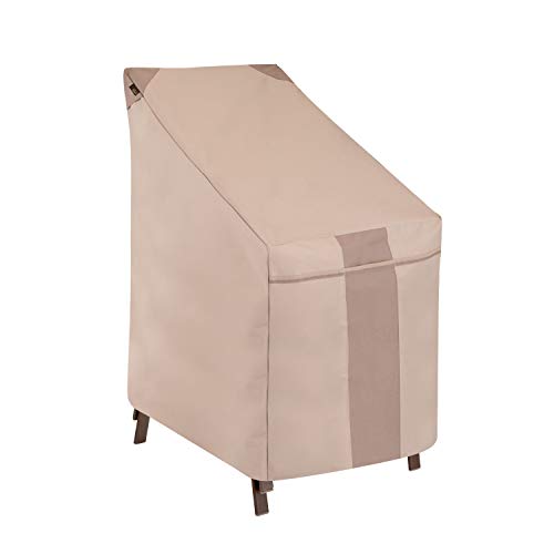 Modern Leisure 2900 Monterey Stacking Patio Chair Cover (25.5 L x 35.5 D x 45 H inches) Water-Resistant, Khaki/Fossil