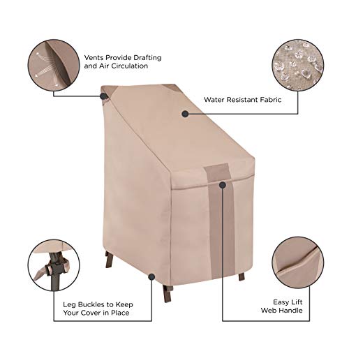 Modern Leisure 2900 Monterey Stacking Patio Chair Cover (25.5 L x 35.5 D x 45 H inches) Water-Resistant, Khaki/Fossil