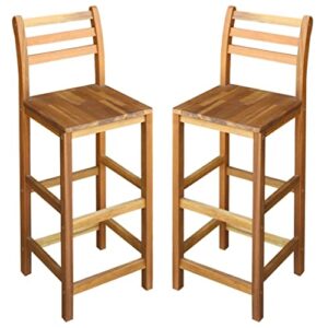 vidaxl 2/4x solid acacia wood bar stool outdoor garden bistro chairs stools
