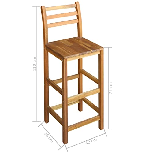 vidaXL 2/4x Solid Acacia Wood Bar Stool Outdoor Garden Bistro Chairs Stools