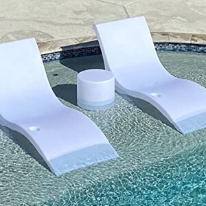 Luxury Lounger in Water Pool Chaise Lounge for Ledge 2 Chairs with Cylinder Table, White