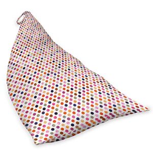 Lunarable Polka Dot Lounger Chair Bag, Traditional Pattern in Modern Design Checkered Plaid Squares Pattern Polka Dots, High Capacity Storage with Handle Container, Lounger Size, Multicolor