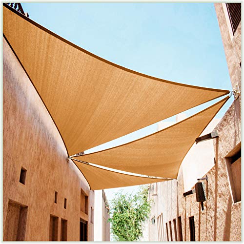 ColourTree CTAPT22 Custom Size Order to Make 11' x 13' x 17' Sand Beige Right Triangle Sun Shade Sail Canopy Mesh Fabric UV Block - Commercial Heavy Duty - 190 GSM - 3 Years Warranty