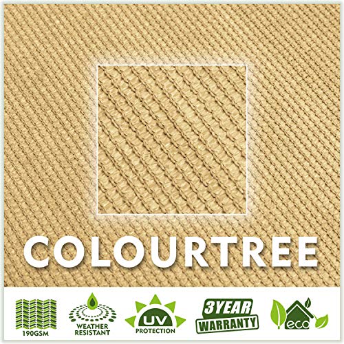ColourTree CTAPT22 Custom Size Order to Make 11' x 13' x 17' Sand Beige Right Triangle Sun Shade Sail Canopy Mesh Fabric UV Block - Commercial Heavy Duty - 190 GSM - 3 Years Warranty