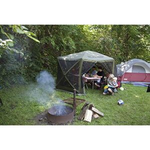 CLAM Quick-Set Escape Sport 11.5 x 11.5 Foot Portable Pop Up Outdoor Tailgating Screen Tent 6 Sided Canopy Shelter w/Stakes & Carry Bag, Blue