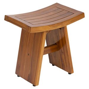 teak waterproof bench – indoor outdoor wood bench, shower bench for elderly, indoor and outdoor, patio, garden, spa