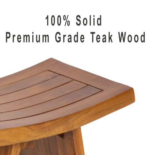 Teak Waterproof Bench - Indoor Outdoor Wood Bench, Shower Bench for Elderly, Indoor and Outdoor, Patio, Garden, Spa