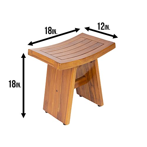 Teak Waterproof Bench - Indoor Outdoor Wood Bench, Shower Bench for Elderly, Indoor and Outdoor, Patio, Garden, Spa