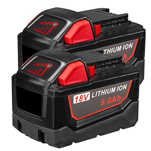 ARyee 2Pack 18V 9.0Ah M18 Replacement Battery Compatible with Milwaukee Lithium Battery Power Tools 48-11-1820 48-11-1840 48-11-1850 48-11-1828 48-11-1815 Cordless Tool Batteries