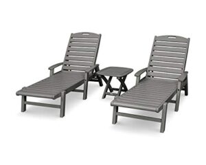 trex outdoor furniture by polywood 3-piece yacht club chaise set, stepping stone