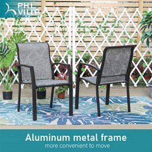 PHI VILLA Outdoor Patio Dining Chair with Wider Armrest and Curved Seat Back, All-Aluminum Frame and Sling Fabric of Waterproof, Breathable and Quick-Drying for Garden, Lawn, Patio, Set of 4