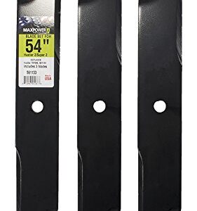 Maxpower 561133B 3 Blade Set for 54 in. Cut Hustler Mowers Replaces OEM #'s 601124 and 797696, Pack of 3