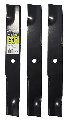 Maxpower 561133B 3 Blade Set for 54 in. Cut Hustler Mowers Replaces OEM #'s 601124 and 797696, Pack of 3