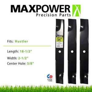 Maxpower 561133B 3 Blade Set for 54 in. Cut Hustler Mowers Replaces OEM #'s 601124 and 797696, Pack of 3