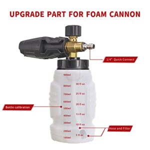 Tool Daily Foam Cannon, 1/4 Inch Quick Connect, Power Washer Foam Cannon with 5 Pressure Washer Nozzles,1 Liter