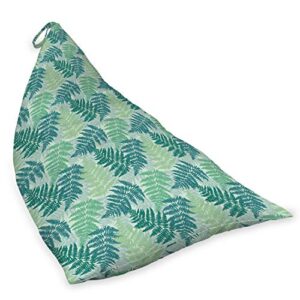 Lunarable Fern Pattern Lounger Chair Bag, Exotic Tropical Fronds Illustration Designed in Shades of Green, High Capacity Storage with Handle Container, Lounger Size, Pale Green and Multicolor