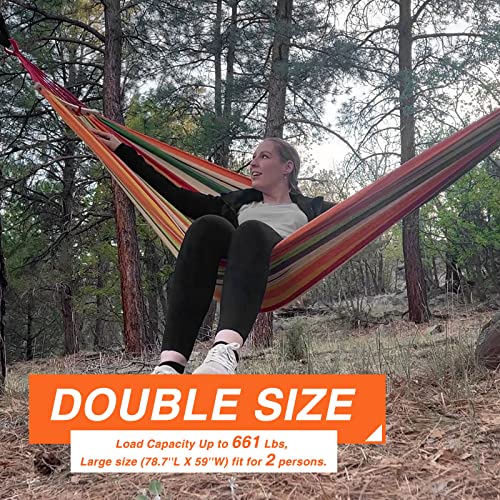 Bestrip Portable Hammock Single & Double Hammocks with Carrying Bag and 2 Tree Straps for Camping Travel Beach Outdoor 660lbs Capacity